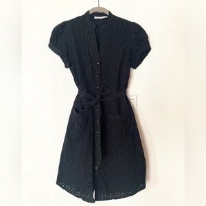 Anne Fontaine black cotton eyelet button down dress, size 6 or 8